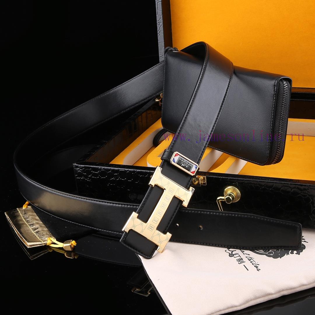 MADE IN FRANCEWooden box with accompanying picturesHERME @ Belt+Wallet SetBuckle material: T r661bqa6 - Image 4