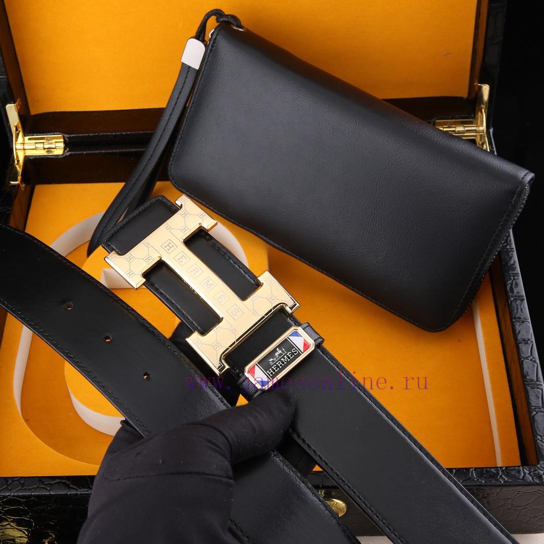 MADE IN FRANCEWooden box with accompanying picturesHERME @ Belt+Wallet SetBuckle material: T r661bqa6 - Image 6