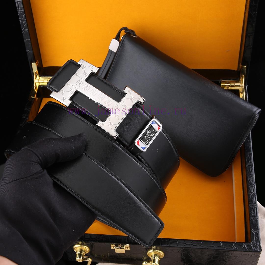 MADE IN FRANCEWooden box with accompanying picturesHERME @ Belt+Wallet SetBuckle material: T r661bqa6 - Image 8