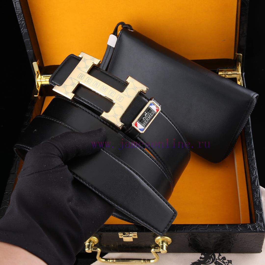 MADE IN FRANCEWooden box with accompanying picturesHERME @ Belt+Wallet SetBuckle material: T r661bqa6 - Image 11