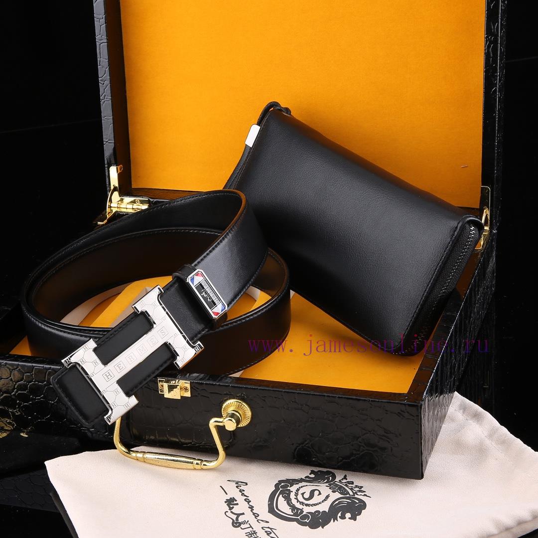 MADE IN FRANCEWooden box with accompanying picturesHERME @ Belt+Wallet SetBuckle material: T r661bqa6 - Image 12