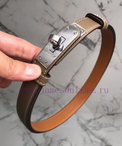 Herm è s Women's Belt with Small Leather Plated Palladium Buckle 1.8cm Width H069853CKR2 H B hhsknhb9