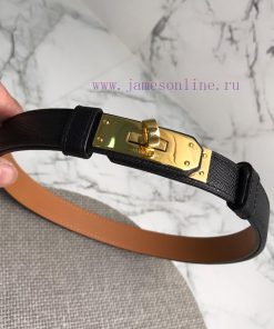 Herm è s Women's Belt with Small Leather Plated Palladium Buckle 1.8cm Width H069853CKR2 H B rofmlcyy