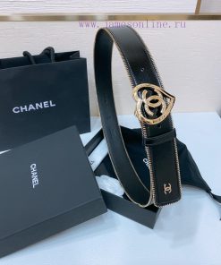 Chanel 24c brass metal imported shiny calf leather 4.0cm soft and exquisite waist belt 487t732s