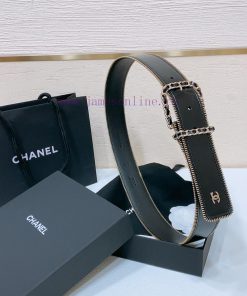 Chanel 24c brass metal imported shiny calf leather 4.0cm soft and exquisite waist belt uth44u72