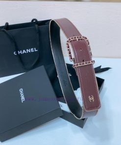 Chanel 24c brass metal imported shiny calf leather 4.0cm soft and exquisite waist belt mkb9an7c