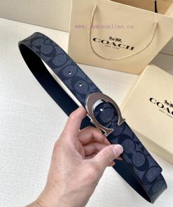 The COACH double-sided belt with a width of 3.8cm is made of classic logo canvas material on iv1ozagg