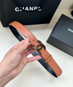 Width 3.0cm CHANEL Rotating Double C Calfskin and Silver Gun Gold Metal Belt Multi Color Wom lj2cn7bf