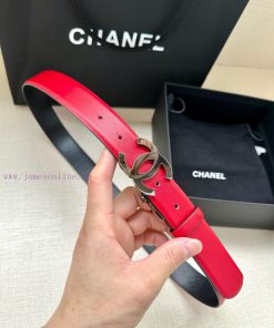 Width 3.0cm CHANEL Rotating Double C Calfskin and Silver Gun Gold Metal Belt Multi Color Wom xc5y43tv