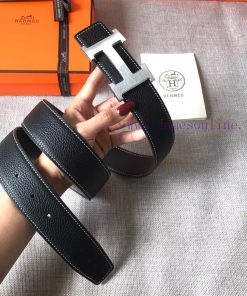 P Hermes Men's BoutiquePure steel dual color original belt buckle&lychee pattern double-side d1ilend8