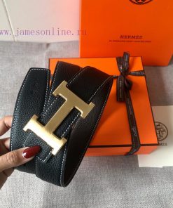 P Hermes Men's BoutiquePure steel dual color original belt buckle&lychee pattern double-side 4mety6z8