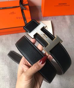 P Hermes Men's BoutiquePure steel dual color original belt buckle&lychee pattern double-side 8zfufolg