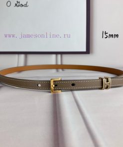 Herm è s Women's Needle Buckle Belt Imported Head Layer Leather Gray Palm Pattern Surface wi cw36w0mv
