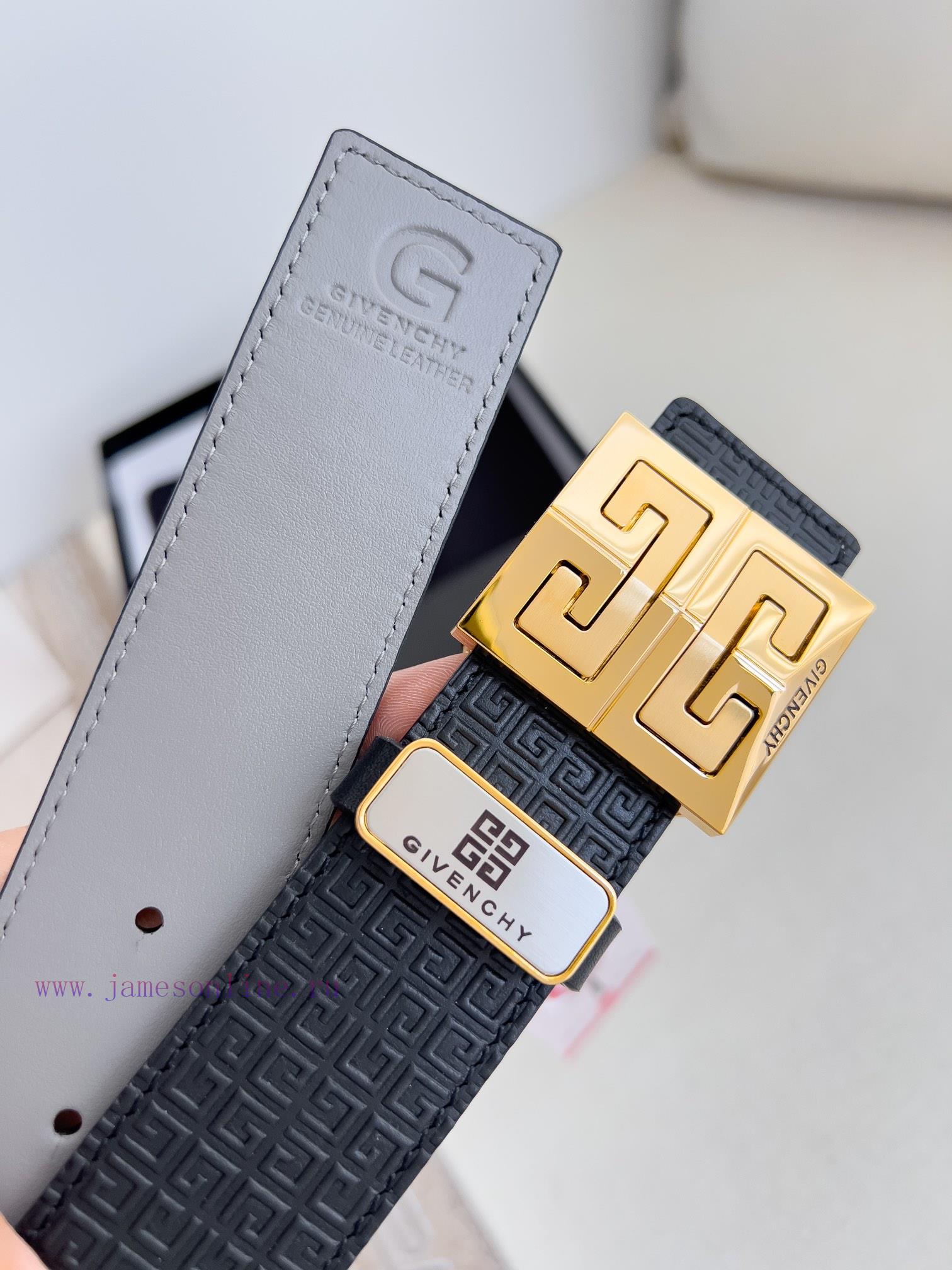 Givenchy GIVENCHY Belt ️ BeltHanging buckle, pure steel material buckle head, double-sided c xluc503s - Image 9