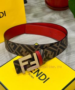 FENDI style, width 4.0CM, double ring front and back waist belt with FF nail buckle, big red 19q6l9wg