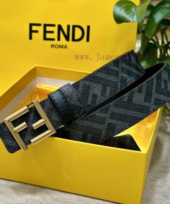 FENDI style, width 3.0CM, double ring front and back waist belt with FF nail buckle, black C p0hzqk19