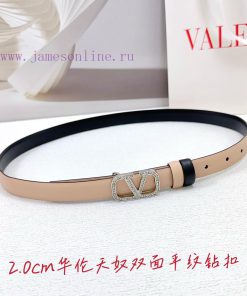 2.0cm Valentino double-sided plain waist belt, double-sided top layer cowhide material, leng o72y6tlj