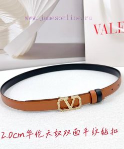 2.0cm Valentino double-sided plain waist belt, double-sided top layer cowhide material, leng 23r7tlt6