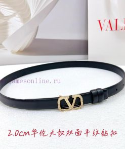2.0cm Valentino double-sided plain waist belt, double-sided top layer cowhide material, leng e9xq4hvm