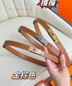 Hermes Women's BeltFull set of 1.8mm women's Kelly original imported leather K gold/platinum cjw61o5c