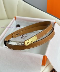 Hermes Women's BeltFull set of 1.8mm women's Kelly original imported leather K gold/platinum s46foh9z
