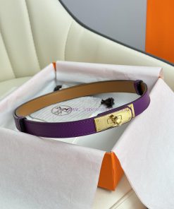 Hermes Women's BeltFull set of 1.8mm women's Kelly original imported leather K gold/platinum 639ac2fu