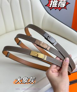 Hermes Women's BeltFull set of 1.8mm women's Kelly original imported leather K gold/platinum hgn7x413