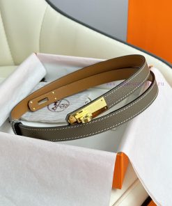 Hermes Women's BeltFull set of 1.8mm women's Kelly original imported leather K gold/platinum 16uc3cke