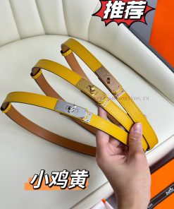 Hermes Women's BeltFull set of 1.8mm women's Kelly original imported leather K gold/platinum kfxd42q6