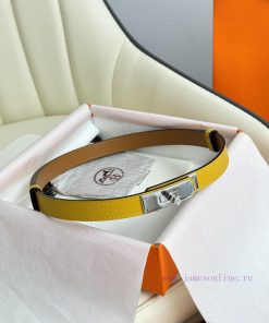 Hermes Women's BeltFull set of 1.8mm women's Kelly original imported leather K gold/platinum zccmdjjk