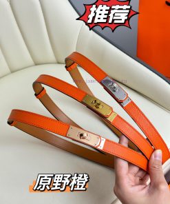 Hermes Women's BeltFull set of 1.8mm women's Kelly original imported leather K gold/platinum 7bs6x0z7