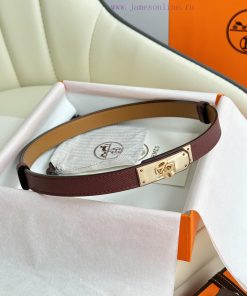 Hermes Women's BeltFull set of 1.8mm women's Kelly original imported leather K gold/platinum ju74lwlt