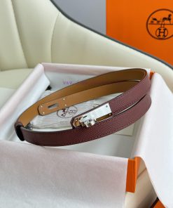 Hermes Women's BeltFull set of 1.8mm women's Kelly original imported leather K gold/platinum nxu69k28