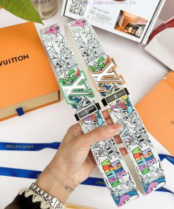 Belt LV Louis ️Belt made of 100% head layer cowhide, guaranteed genuine leather 24k hollow m eqpqxr0q