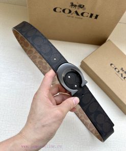 The 3.7cm wide COACH double-sided waist belt is made of one side of black/khaki fabric and c gttw1n1y
