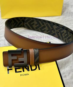 FENDI FendiFull set of the same width 4.0CM double ring front and back waist belt FF nail bu 7tyk29kn