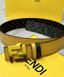 FENDI FendiFull set of the same width 4.0CM double ring front and back waist belt FF nail bu jyy7k6an