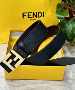 FENDL 40MM wide double-sided original calf leather with a single ruthenium palladium plated kq1y00u1