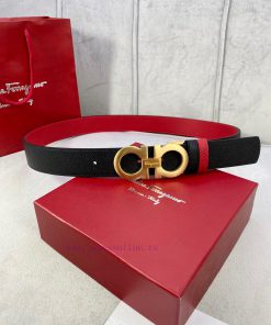 3.5cm wide Ferragamo double-sided head layer cowhide belt, equipped with silver/gold/gun met jufhuild