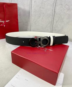 3.5cm wide Ferragamo double-sided head layer cowhide belt, equipped with silver/gold/gun met x14a9njt