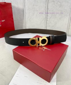 3.5cm wide Ferragamo double-sided head layer cowhide belt, equipped with silver/gold/gun met i49ryfk8