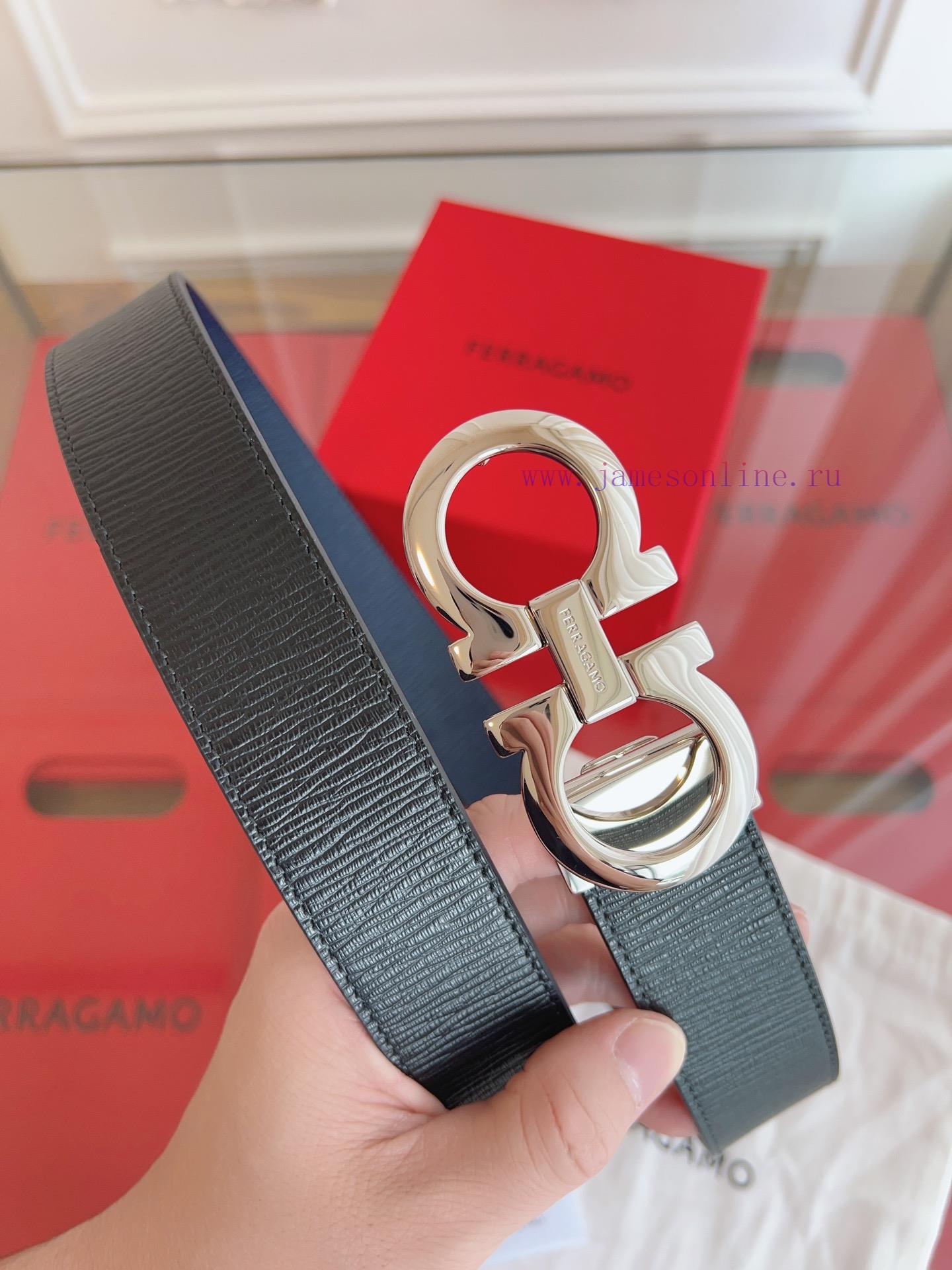 Ferragamo. FerragamoNew design with picture width of 3.5cm, high-end customized men's belt, 56jrag8z - Image 3