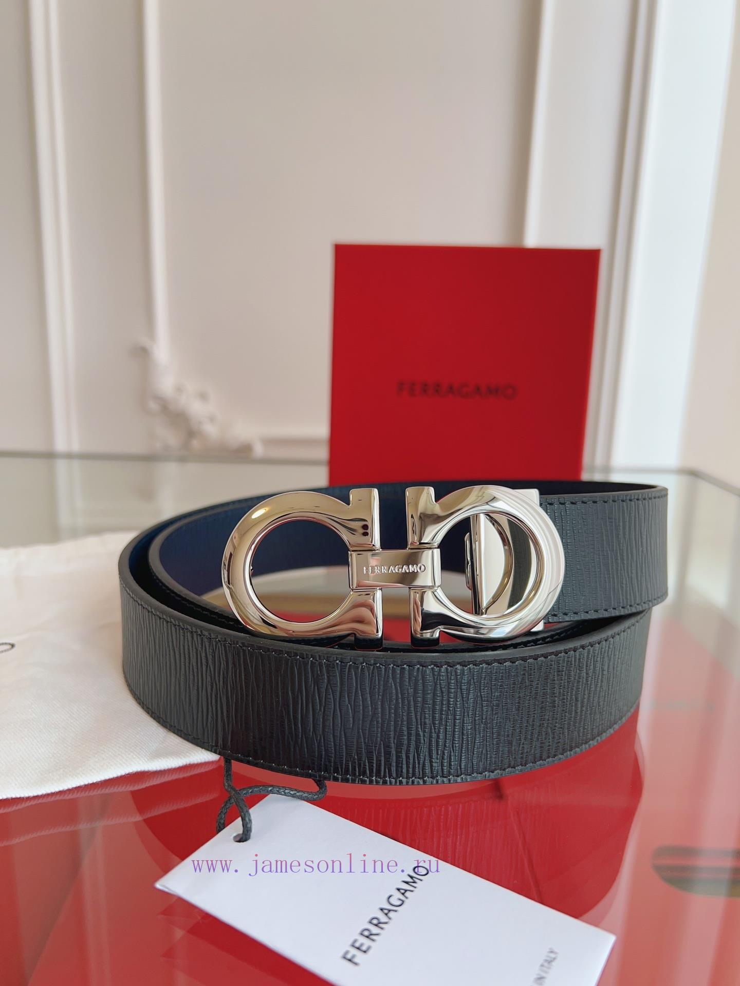 Ferragamo. FerragamoNew design with picture width of 3.5cm, high-end customized men's belt, 56jrag8z - Image 4