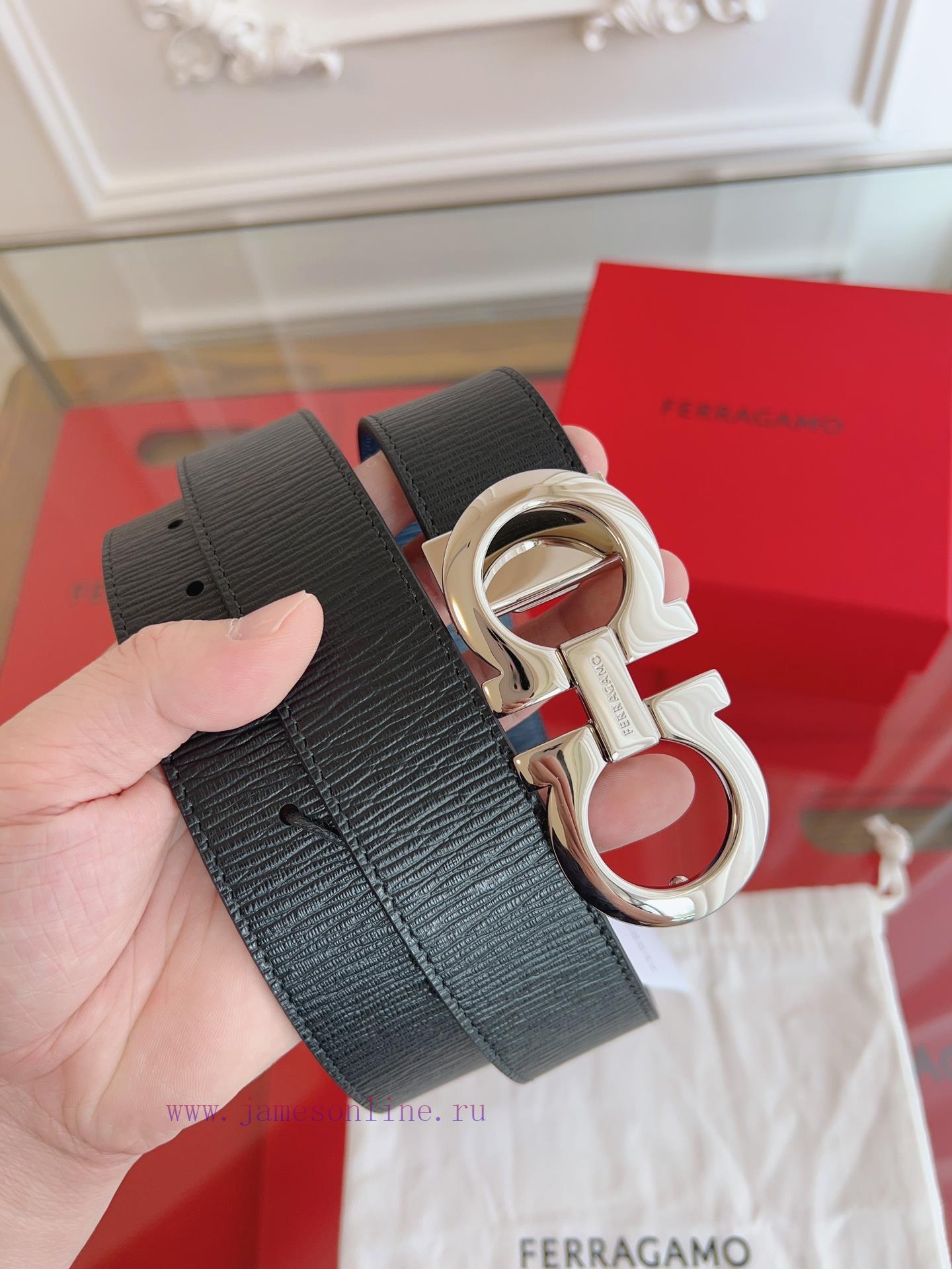 Ferragamo. FerragamoNew design with picture width of 3.5cm, high-end customized men's belt, 56jrag8z - Image 7