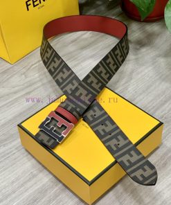 FENDI style, width 4.0CM, double ring front and back waist belt with FF nail buckle, red Cuo t95m23t8