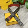 FENDI style, width 4.0CM, double ring front and back waist belt with FF nail buckle, red Cuo meyfbau6
