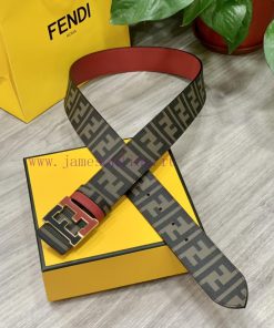 FENDI style, width 4.0CM, double ring front and back waist belt with FF nail buckle, red Cuo meyfbau6