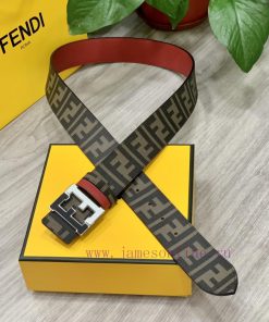 FENDI style, width 4.0CM, double ring front and back waist belt with FF nail buckle, red Cuo x261wtje