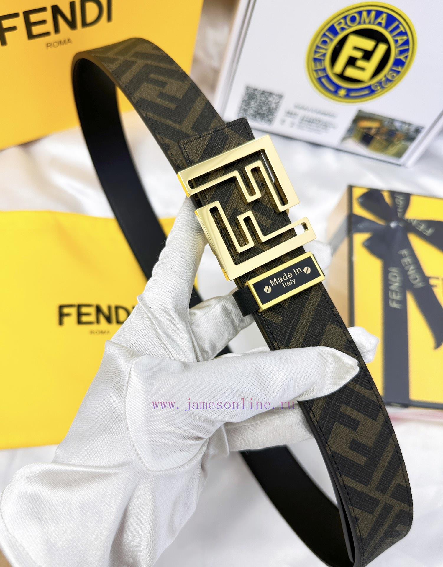 Belt FENDI Fendi ReproductionThe waistband is made of 100% cowhide, ensuring a double-layer 7veedllz - Image 10