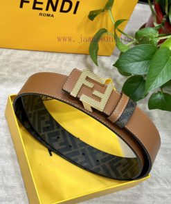 FENDI style, width 4.0CM, double ring front and back waist belt with F nail buckle, earth ye xwm25yma